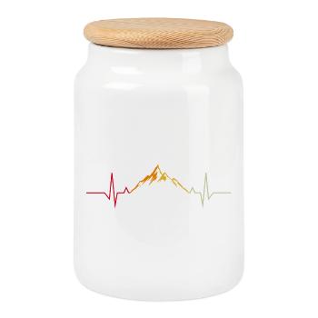 Berg Herzschlag EKG Wandern retro Geschenk - Keksdose mit Holzdeckel - Weiß - Vorne