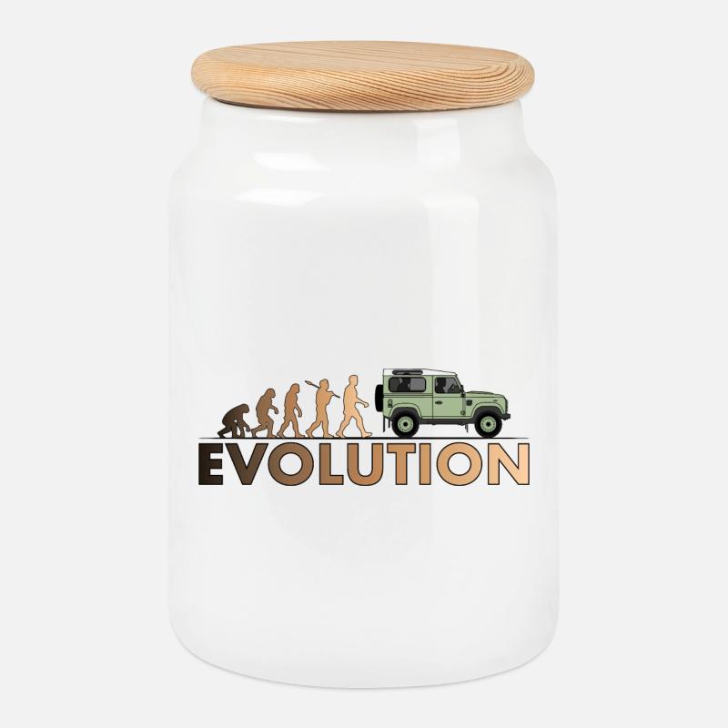 Defender 90 Evolution - Keksdose mit Holzdeckel - Weiß