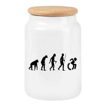 Evolution Wheelchair. The wheelchair evolution * - Cookie Jar with Wooden Lid - white - Front
