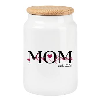 Mom - Cookie Jar with Wooden Lid - white - Front