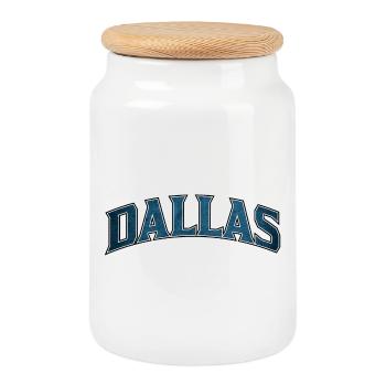 Dallas Arc Blue Vintage - Cookie Jar with Wooden Lid - white - Front
