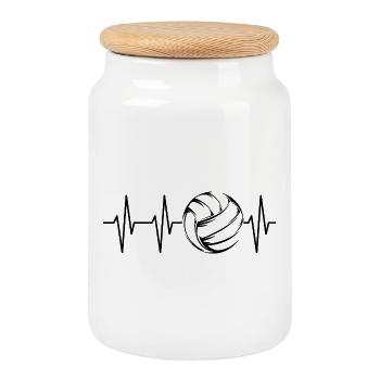 Volley-ball Heartbeat Beach Volley Pulse Symbol - Boîte à biscuits avec couvercle en bois - blanc - Devant