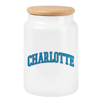 Arc courbé Varsity de Charlotte - Boîte à biscuits avec couvercle en bois - blanc - Devant