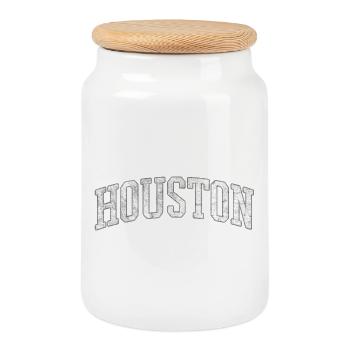 Logo du bloc de pierre de Houston - Boîte à biscuits avec couvercle en bois - blanc - Devant
