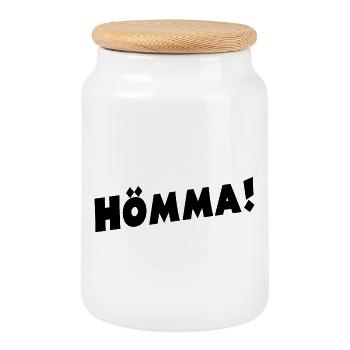 HÖMMA Hör mal - Keksdose mit Holzdeckel - Weiß - Vorne