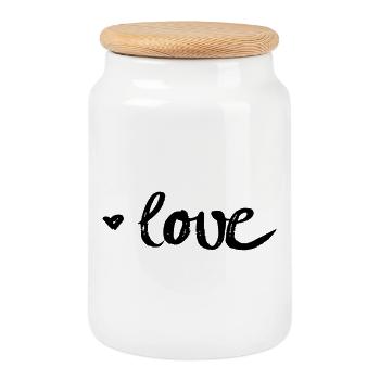 love - Keksdose mit Holzdeckel - Weiß - Vorne