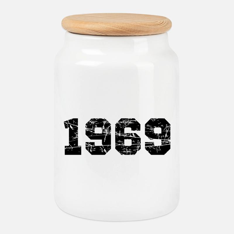 1969 - Keksdose mit Holzdeckel - Weiß