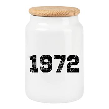 1972 - Keksdose mit Holzdeckel - Weiß - Vorne