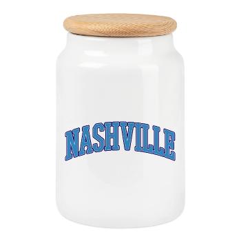 Nashville Varsity Lettering - Cookie Jar with Wooden Lid - white - Front
