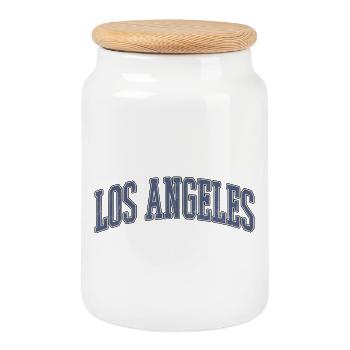 Los Angeles Arc Typography - Cookie Jar with Wooden Lid - white - Front
