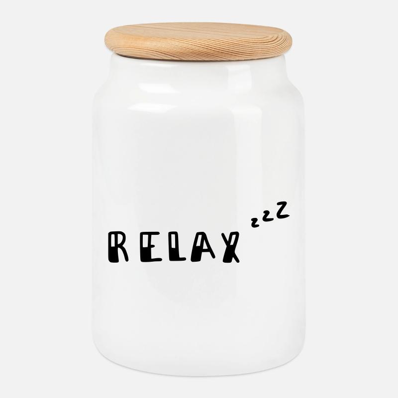 Relax - Cookie Jar with Wooden Lid - white