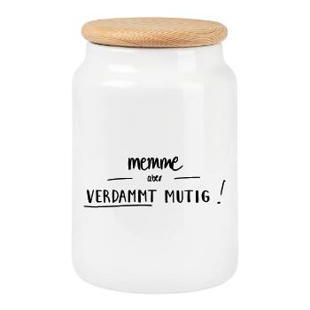 Memme, aber verdammt mutig! - Keksdose mit Holzdeckel - Weiß - Vorne