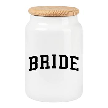 Braut passende Verlobung Brautdusche Hochzeit - Keksdose mit Holzdeckel - Weiß - Vorne