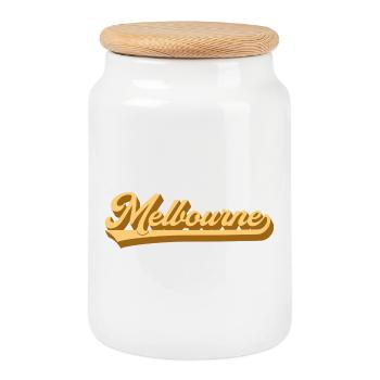 Melbourne Gold Retro Schrift - Keksdose mit Holzdeckel - Weiß - Vorne