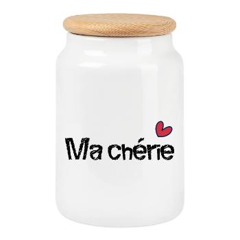 MA CHERIE. FÊTE DES MÈRES. BONNE FÊTE MAMAN. MAMAN - Boîte à biscuits avec couvercle en bois - blanc - Devant
