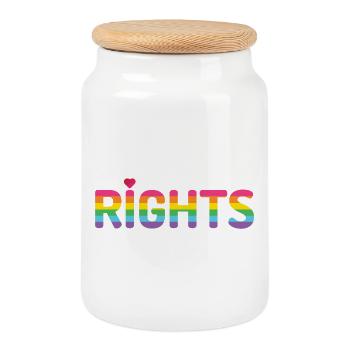 Mois de la fierté LGBTQ - Les droits LGBTQ sont des droits de la personne - Boîte à biscuits avec couvercle en bois - blanc - Devant