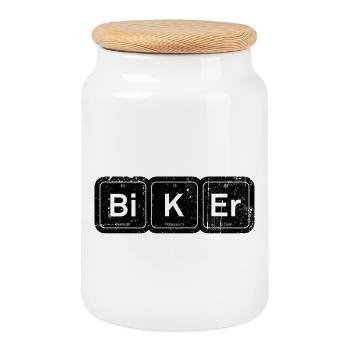 Éléments motards : Tee périodique - Boîte à biscuits avec couvercle en bois - blanc - Devant
