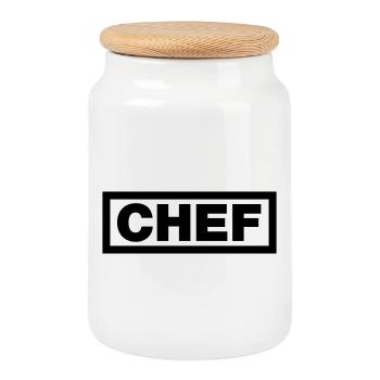 Chef - Cookie Jar with Wooden Lid - white - Front