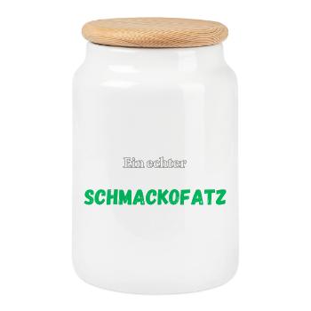 Ein echter Schmackofatz - Keksdose mit Holzdeckel - Weiß - Vorne