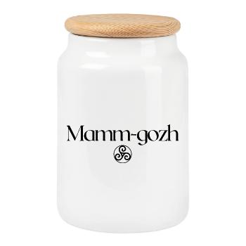 Mamm-gozh Triskell Fête Grand-mère bretonne - Boîte à biscuits avec couvercle en bois - blanc - Devant