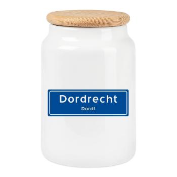 Dordrecht place name sign - Cookie Jar with Wooden Lid - white - Front