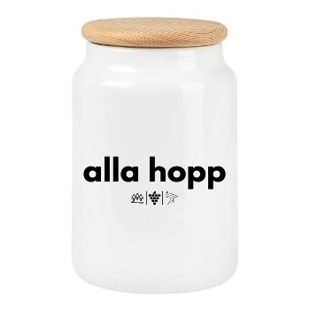 alla hopp - Cookie Jar with Wooden Lid - white - Front