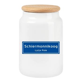 Schiermonnikoog place name sign - Cookie Jar with Wooden Lid - white - Front