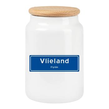 Vlieland place name sign - Cookie Jar with Wooden Lid - white - Front