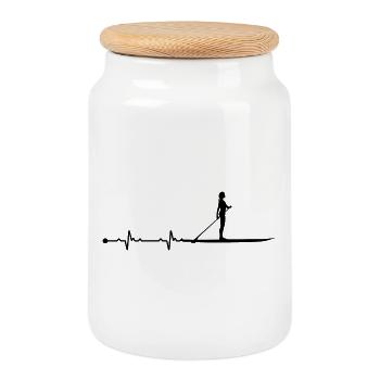 Pagaie de battement de cœur - Boîte à biscuits avec couvercle en bois - blanc - Devant