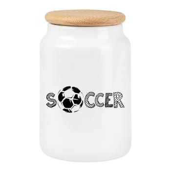 soccer fußball ball schrift team Mannschaft Verein - Keksdose mit Holzdeckel - Weiß - Vorne