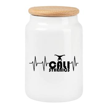 Equisthenics Heartbeat Pulse Training Handstand - Boîte à biscuits avec couvercle en bois - blanc - Devant