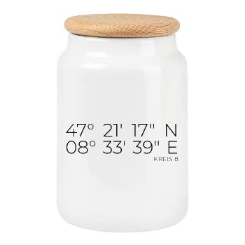 Coordonnées District 8 Zurich - Boîte à biscuits avec couvercle en bois - blanc - Devant