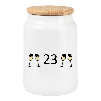 23rd Birthday 23 Years Anniversary 23 Years Number 23 - Cookie Jar with Wooden Lid - white - Front