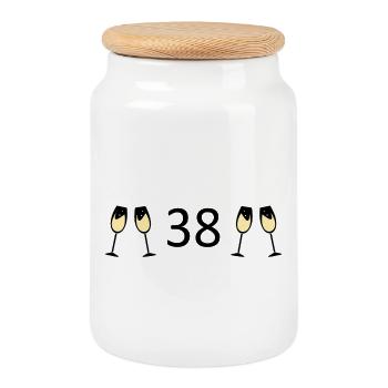 38e anniversaire 38 ans 38 ans numéro 38 - Boîte à biscuits avec couvercle en bois - blanc - Devant