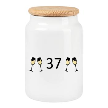 37e anniversaire 37 ans anniversaire 37 ans numéro 37 - Boîte à biscuits avec couvercle en bois - blanc - Devant