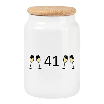 41.Geburtstag 41 Jahre Jubiläum 41 Jahre Zahl 41 - Keksdose mit Holzdeckel - Weiß - Vorne