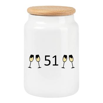 51st Birthday 51 Years Anniversary 51 Number 51 black - Cookie Jar with Wooden Lid - white - Front