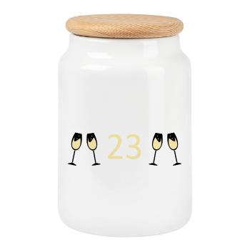 23rd Birthday 23 Years Anniversary 23 Years Number 23 - Cookie Jar with Wooden Lid - white - Front