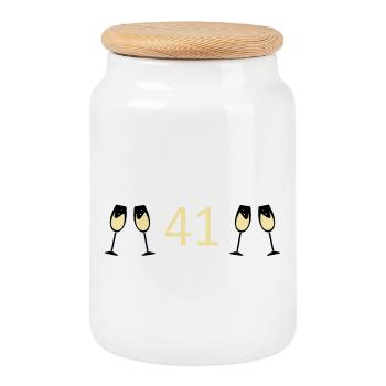 41st Birthday 41 Years Anniversary 41 Years Number 41 - Cookie Jar with Wooden Lid - white - Front