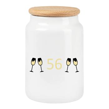 56e anniversaire 56 ans anniversaire 56 numéro 56 - Boîte à biscuits avec couvercle en bois - blanc - Devant