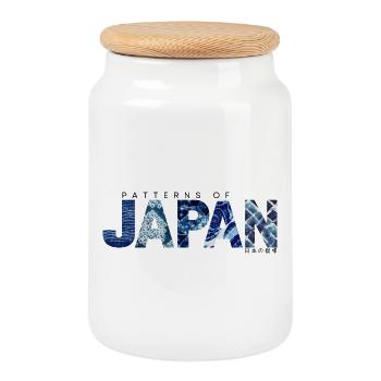 Motifs du Japon - Motifs japonais - Tradition - Boîte à biscuits avec couvercle en bois - blanc - Devant