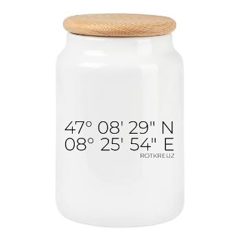 Coordinates Rotkreuz Canton Zug - Cookie Jar with Wooden Lid - white - Front
