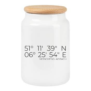 coordonnées Mönchengladbach - Boîte à biscuits avec couvercle en bois - blanc - Devant