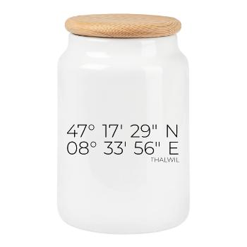 Coordonnées Thalwil Zurich - Boîte à biscuits avec couvercle en bois - blanc - Devant