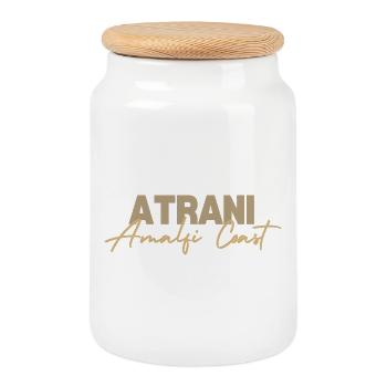 Atrani Amalfi Coast Scenic Design - Cookie Jar with Wooden Lid - white - Front