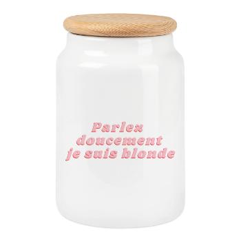 Speak softly I'm blonde - Cookie Jar with Wooden Lid - white - Front