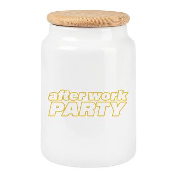 AFTER WORK PARTY - Cookie Jar with Wooden Lid - white - Front