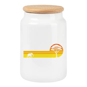 Coucher de soleil africain - Boîte à biscuits avec couvercle en bois - blanc - Devant