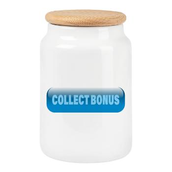 COLLECT BONUS - Cookie Jar with Wooden Lid - white - Front