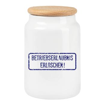 Operating licence expired! - Cookie Jar with Wooden Lid - white - Front